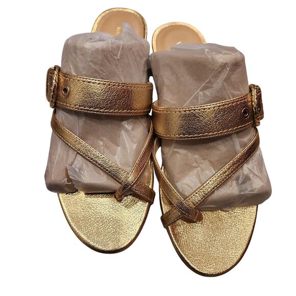 Veronica Beard Salva gold leather sandals size 10 - Picture 3 of 6